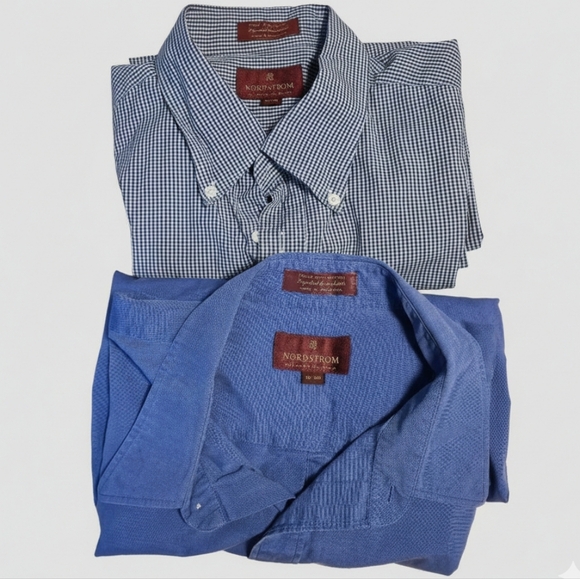 Nordstrom Other - Nordstrom 18 34 Bundle 2 Relaxed Classic Button Down Dress Shirts Blue